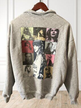 Taylor Swift Eras Tour Oversized Quarter Zip Sweatshirt Gray XS Official Merch
